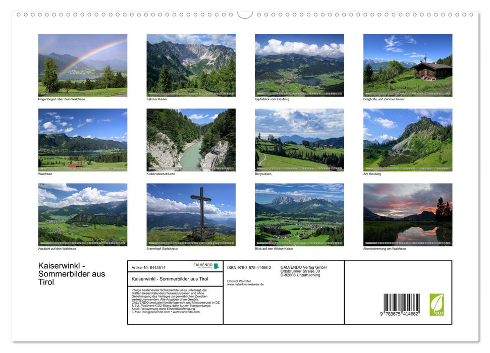 Kaiserwinkl - Photos d'été du Tyrol (Calvendo Premium Wall Calendar 2024) 