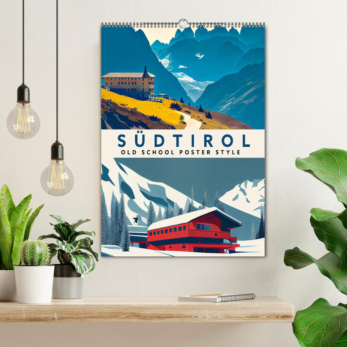 Südtirol - Old School Poster Style (CALVENDO Wandkalender 2024)