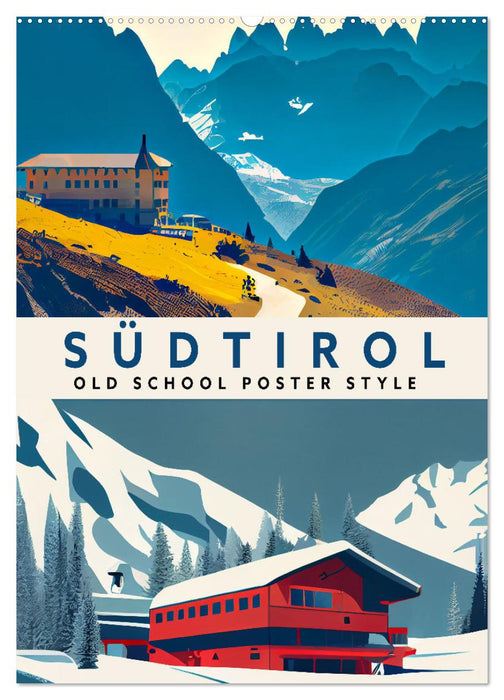Tyrol du Sud – Style affiche Old School (Calvendo mural 2024) 