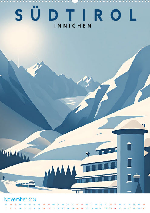 Südtirol - Old School Poster Style (CALVENDO Wandkalender 2024)