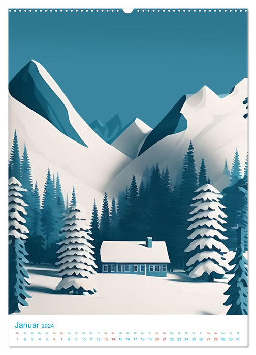 Südtirol - Old School Poster Style (CALVENDO Premium Wandkalender 2024)