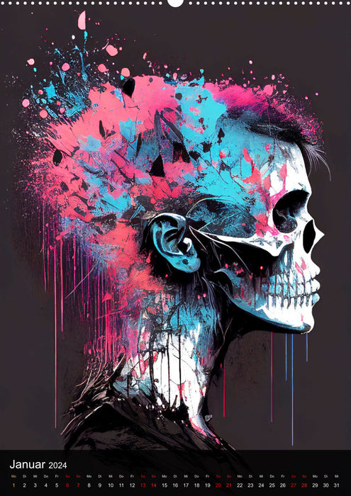 Crazy Design Skulls (CALVENDO Premium Wall Calendar 2024) 