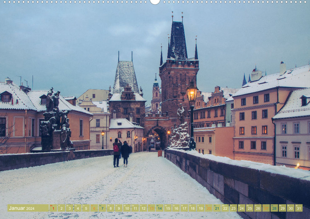 Magie hivernale à Prague (calendrier mural CALVENDO 2024) 