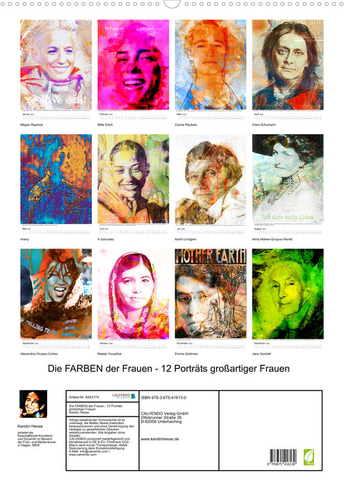 Les COULEURS des femmes - 12 portraits de grandes femmes (Calendrier mural CALVENDO 2024) 