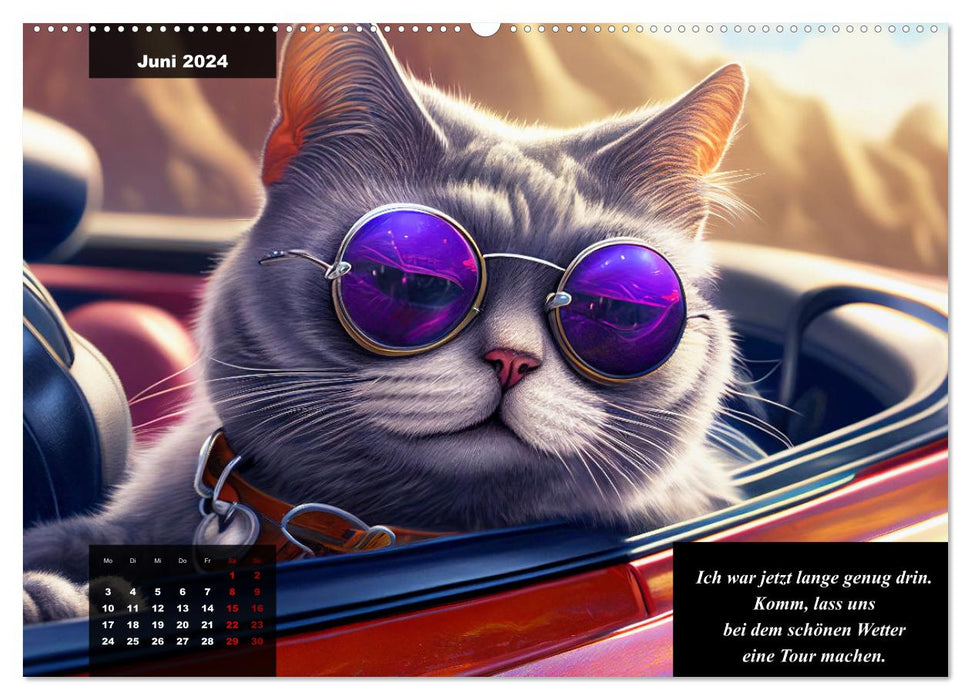 Der humoristische Katzen Kalender (CALVENDO Premium Wandkalender 2024)