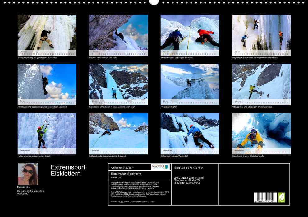 Extreme sport ice climbing (CALVENDO wall calendar 2024) 