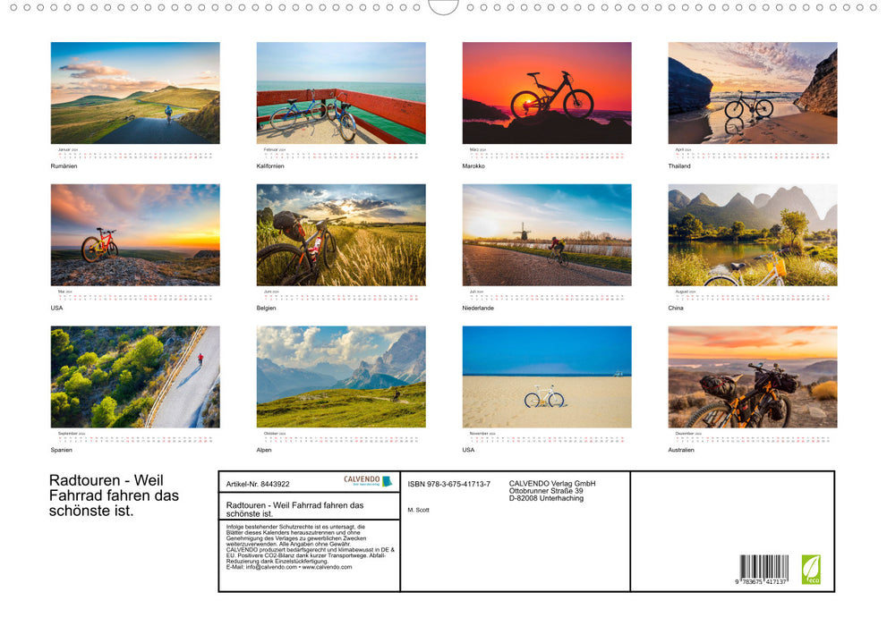 Cycling tours - Because cycling is the most beautiful thing. (CALVENDO wall calendar 2024) 