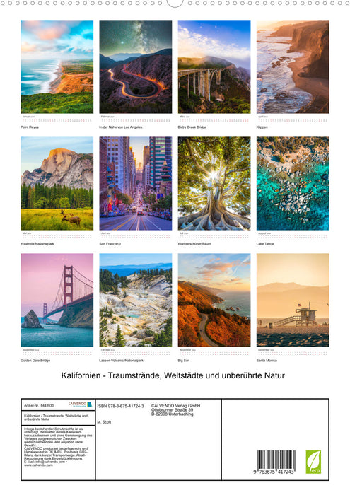 Kalifornien - Traumstrände, Weltstädte und unberührte Natur (CALVENDO Premium Wandkalender 2024)