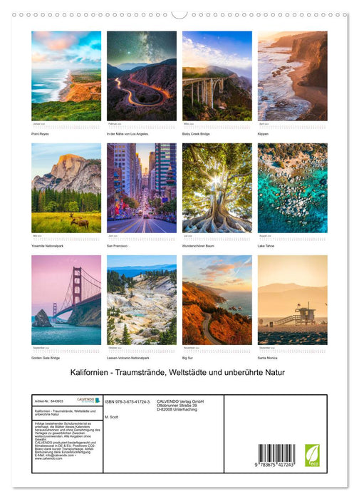 Kalifornien - Traumstrände, Weltstädte und unberührte Natur (CALVENDO Premium Wandkalender 2024)