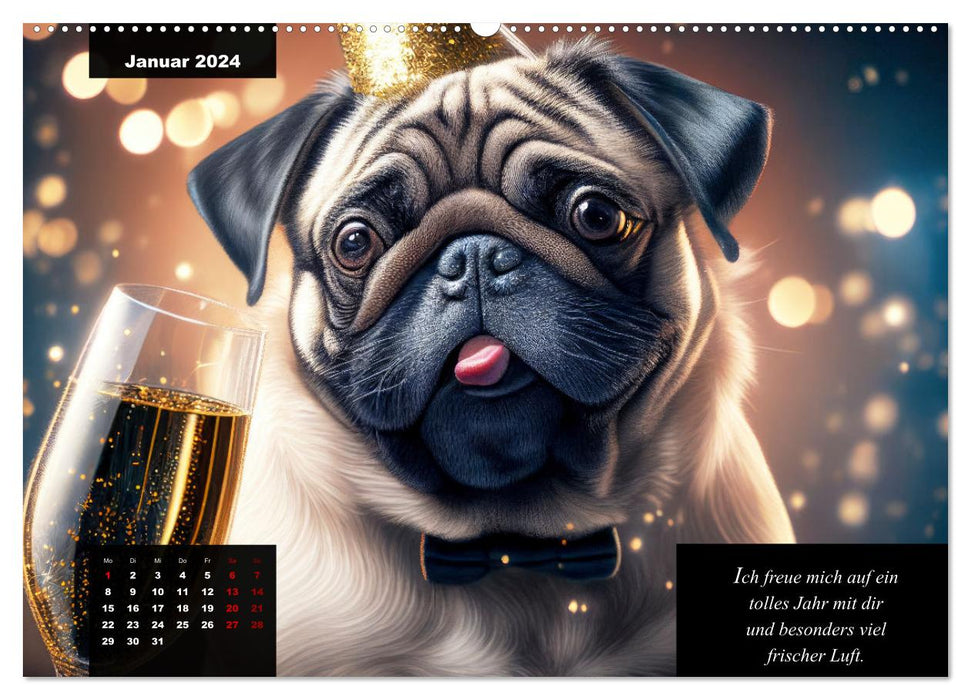 Der humoristische Mops-Kalender (CALVENDO Wandkalender 2024)