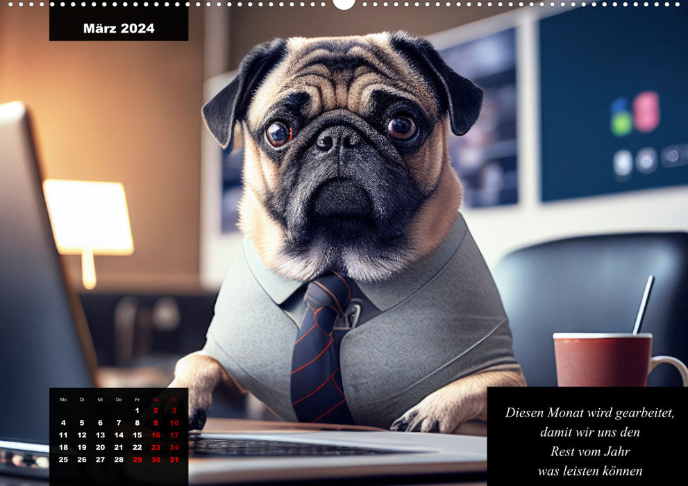 The humorous pug calendar (CALVENDO wall calendar 2024) 