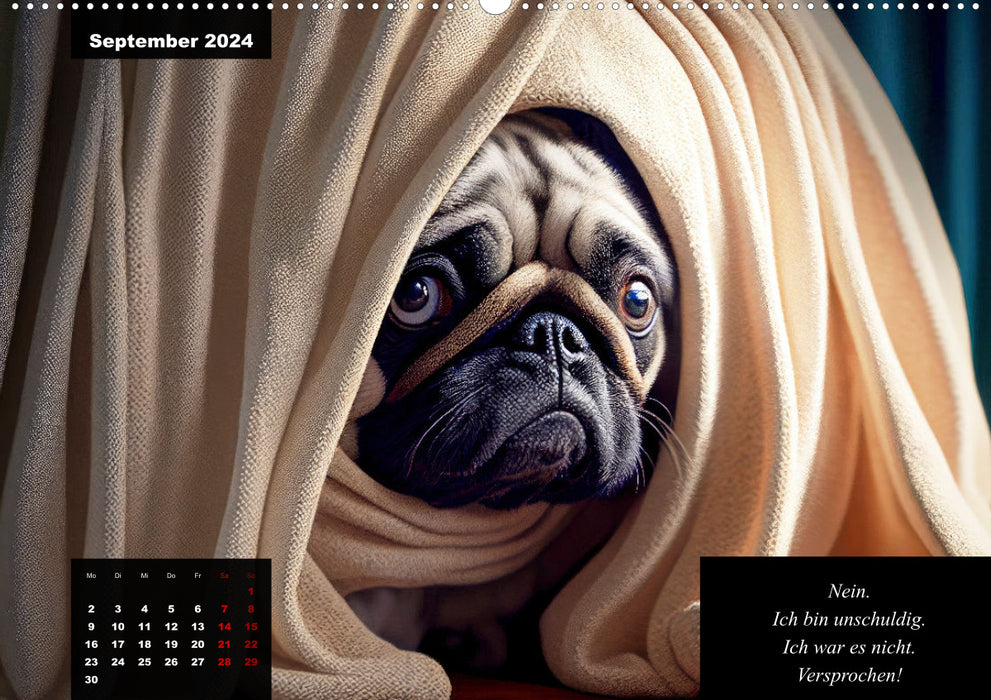 The humorous pug calendar (CALVENDO wall calendar 2024) 