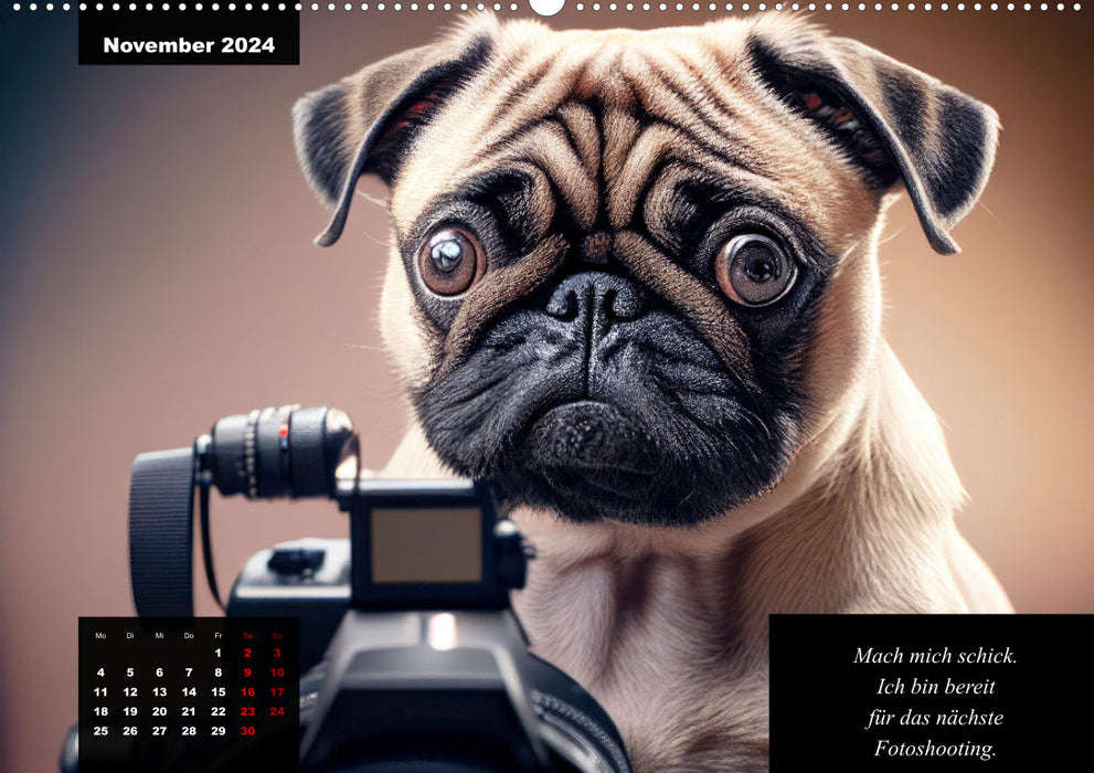 Der humoristische Mops-Kalender (CALVENDO Premium Wandkalender 2024)