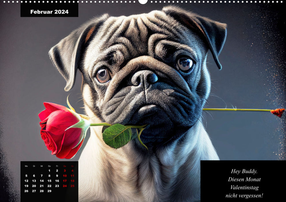 The humorous pug calendar (CALVENDO Premium Wall Calendar 2024) 