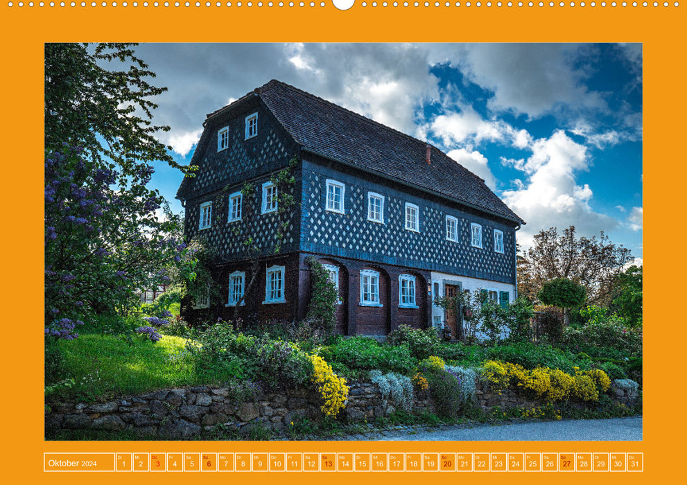 Umgebindehäuser in der schönen Oberlausitz (CALVENDO Premium Wandkalender 2024)