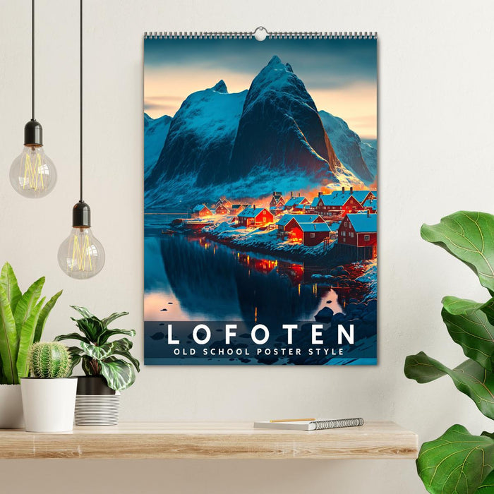 Lofoten - Old School Poster Style (CALVENDO Wall Calendar 2024) 