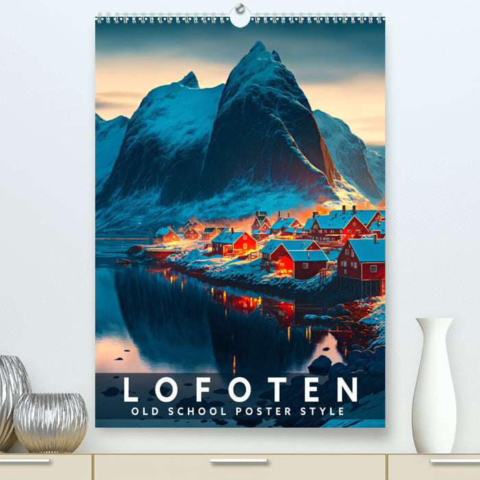 Lofoten - Old School Poster Style (CALVENDO Premium Wandkalender 2024)