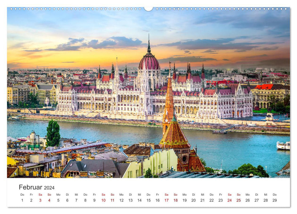 Budapest - Eine Reise in die Hauptstadt von Ungarn. (CALVENDO Premium Wandkalender 2024)