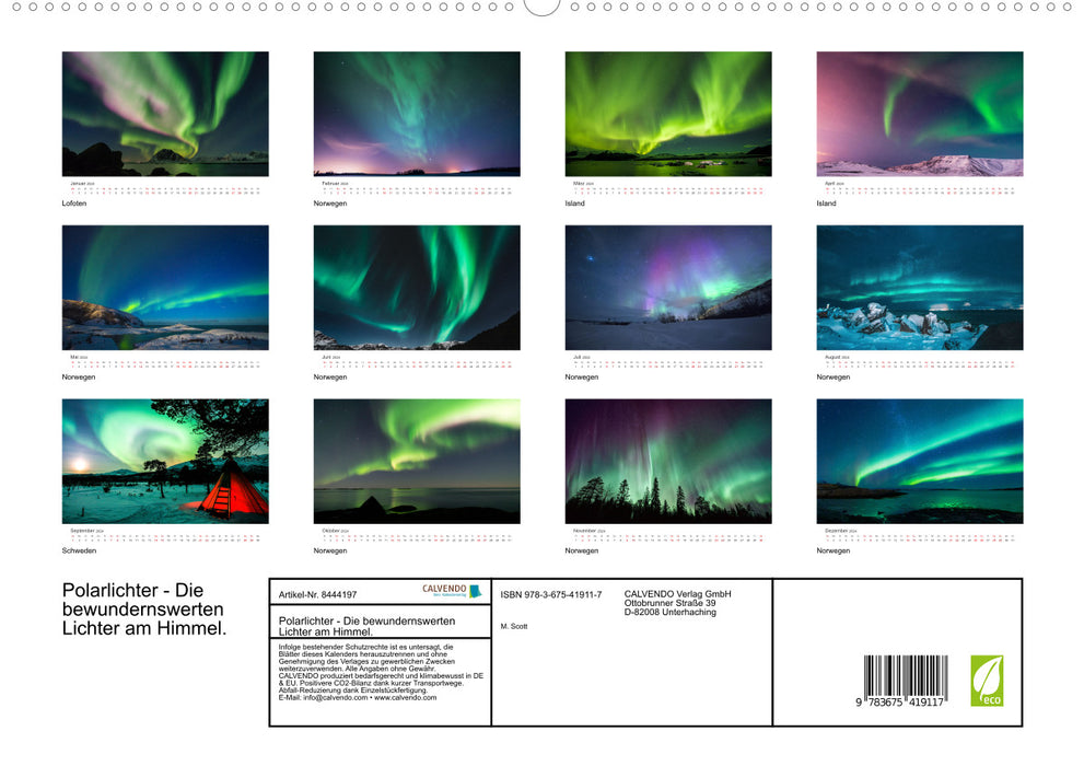 Northern Lights - The admirable lights in the sky. (CALVENDO Premium Wall Calendar 2024) 