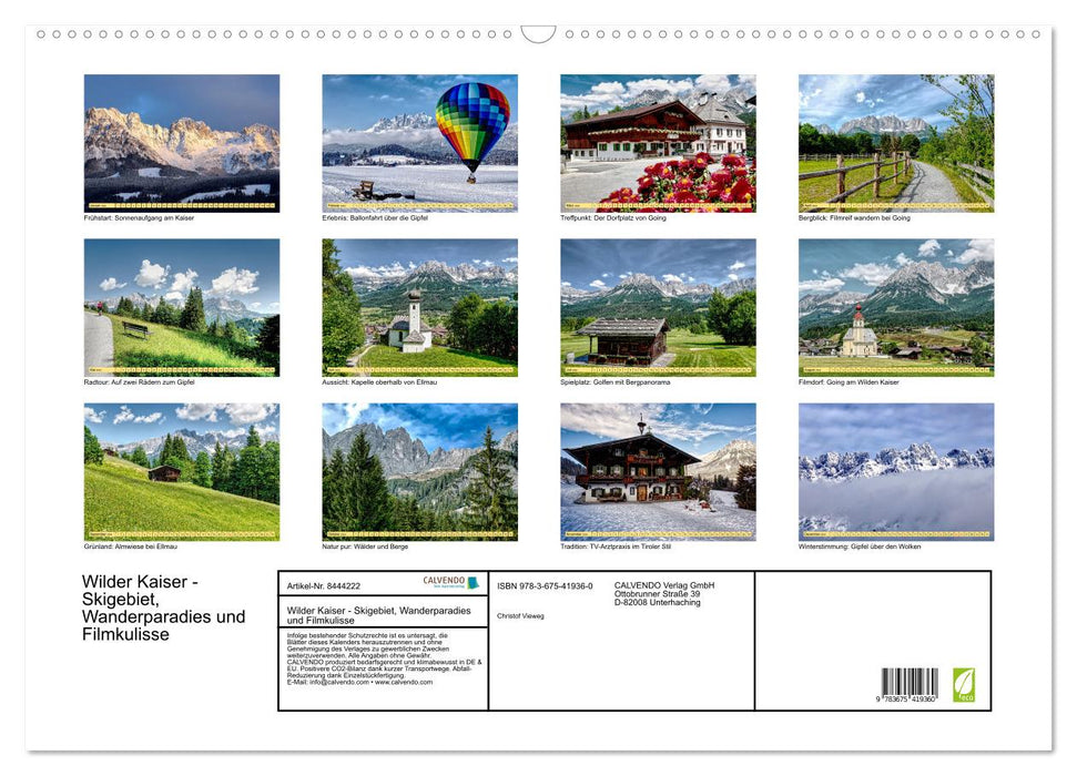 Wilder Kaiser - ski area, hiking paradise and film set (CALVENDO wall calendar 2024) 