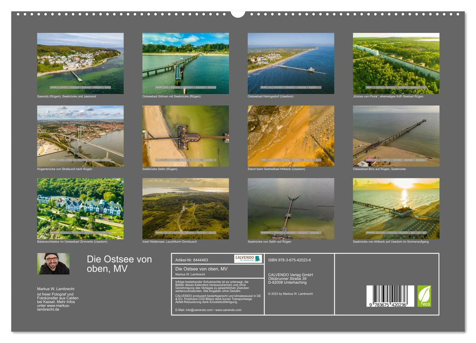 Die Ostsee von oben, Mecklenburg-Vorpommern (CALVENDO Premium Wandkalender 2024)