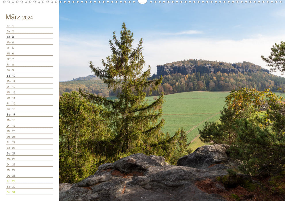 Pfaffenstein Perspektiven - Elbsandstein (CALVENDO Premium Wandkalender 2024)