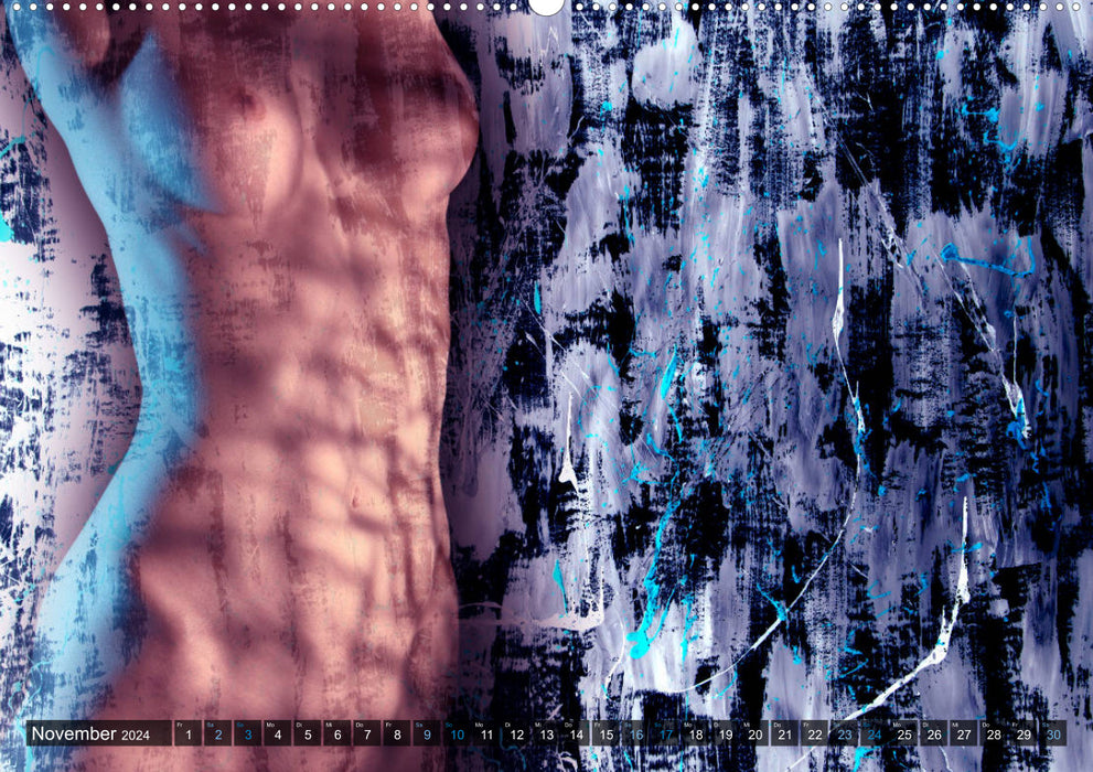 Buntes Treiben - Analoge Malerei in der digitalen Aktfotografie (CALVENDO Wandkalender 2024)