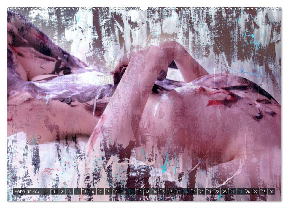 Buntes Treiben - Analoge Malerei in der digitalen Aktfotografie (CALVENDO Premium Wandkalender 2024)