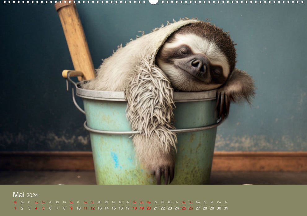 Der Kalender für echte Faultiere (CALVENDO Wandkalender 2024)