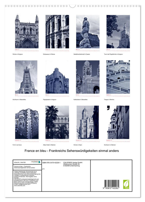 France en bleu - Frankreichs Sehenswürdigkeiten einmal anders (CALVENDO Premium Wandkalender 2024)