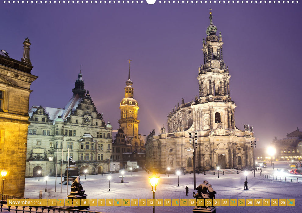 Romantisches Dresden im Winter (CALVENDO Premium Wandkalender 2024)