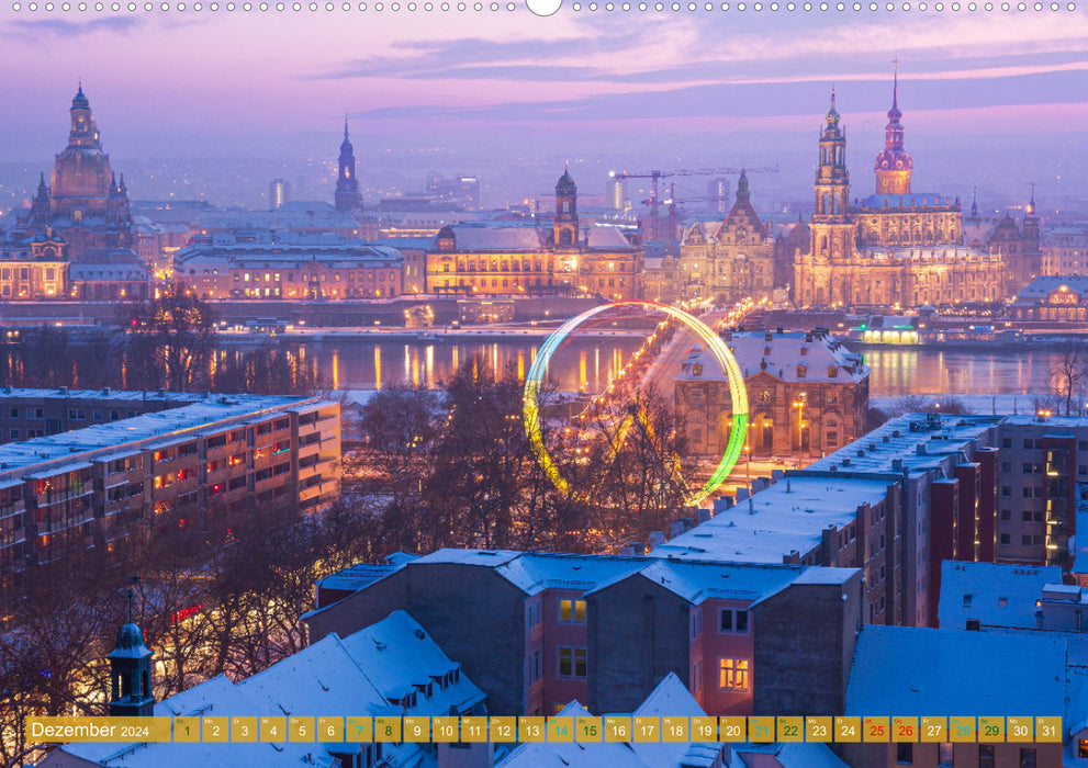 Romantisches Dresden im Winter (CALVENDO Premium Wandkalender 2024)