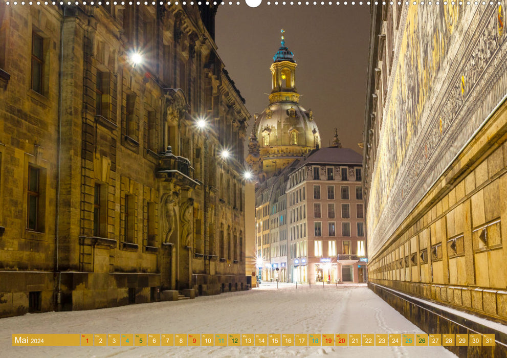 Romantisches Dresden im Winter (CALVENDO Premium Wandkalender 2024)