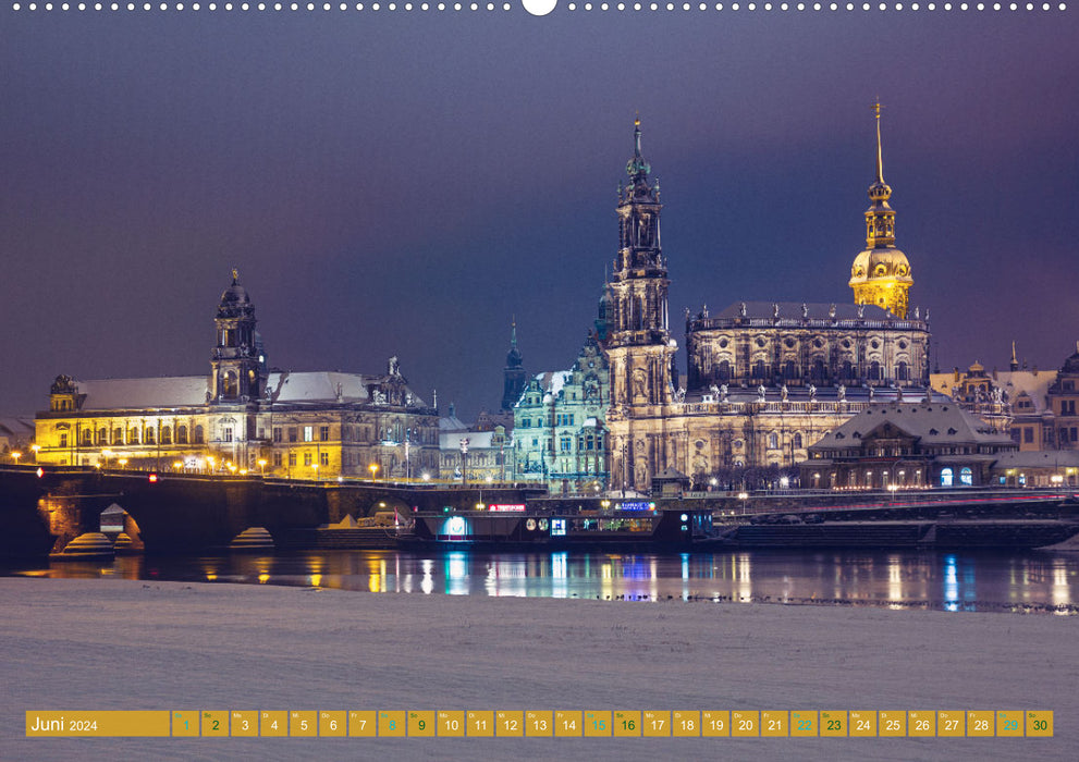 Romantisches Dresden im Winter (CALVENDO Premium Wandkalender 2024)