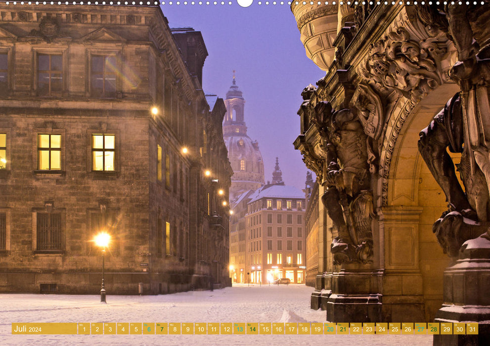 Romantisches Dresden im Winter (CALVENDO Premium Wandkalender 2024)