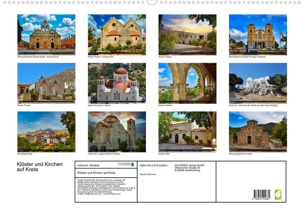 Klöster und Kirchen auf Kreta (CALVENDO Wandkalender 2024)