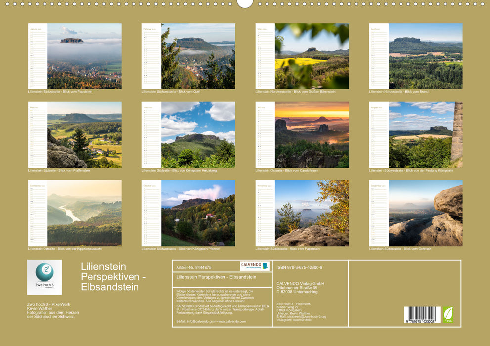 Lilienstein Perspektiven - Elbsandstein (CALVENDO Wandkalender 2024)