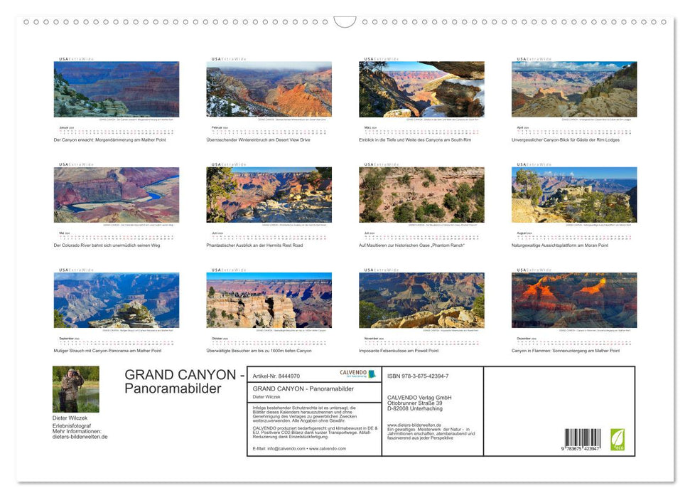 GRAND CANYON Panoramabilder (CALVENDO Wandkalender 2024)