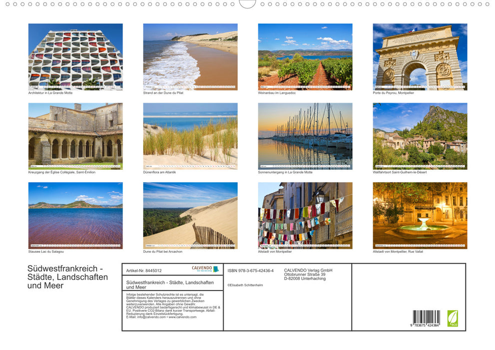 Südwestfrankreich - Städte, Landschaften und Meer (CALVENDO Wandkalender 2024)