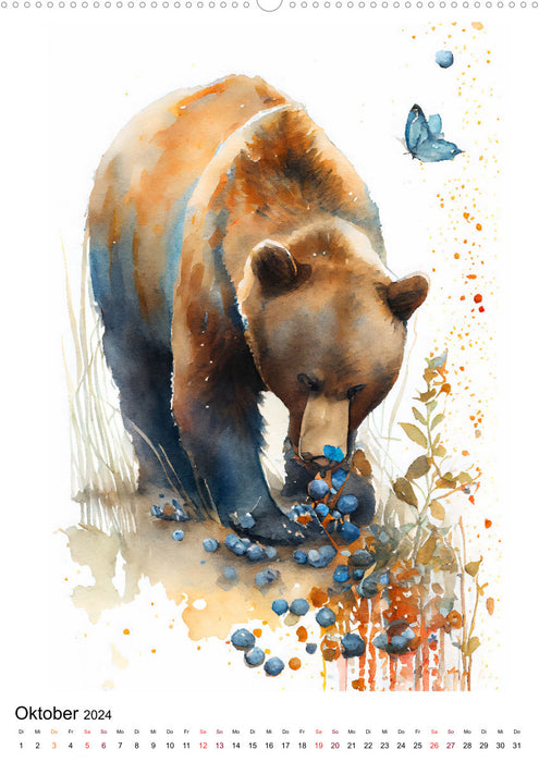 Forest animals in watercolor - local animal species (CALVENDO wall calendar 2024) 