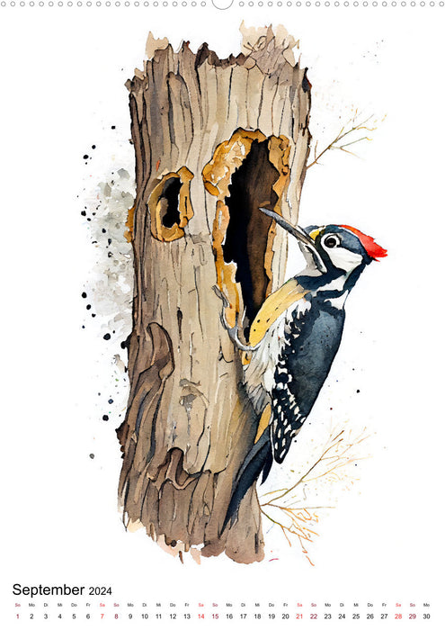 Forest animals in watercolor - local animal species (CALVENDO Premium Wall Calendar 2024) 