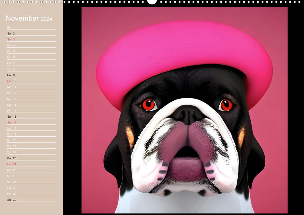 Graphic PoP Art Bulldog (CALVENDO Wall Calendar 2024) 