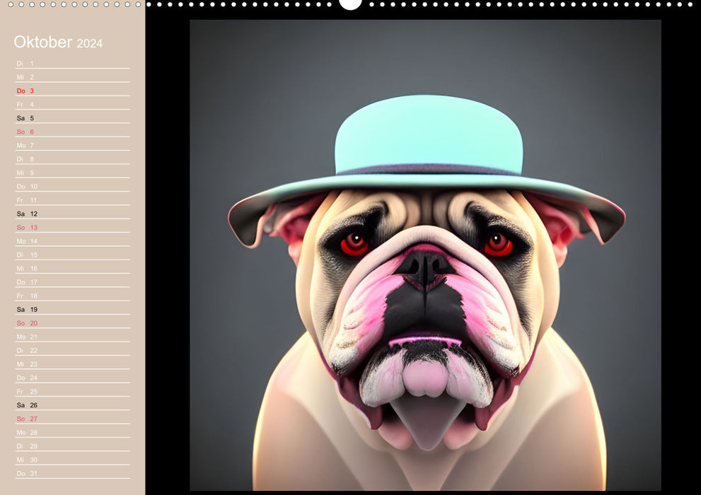 Graphic PoP Art Bulldog (CALVENDO Premium Wall Calendar 2024) 