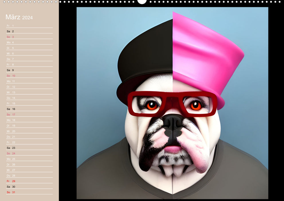 Graphic PoP Art Bulldogge (CALVENDO Premium Wandkalender 2024)