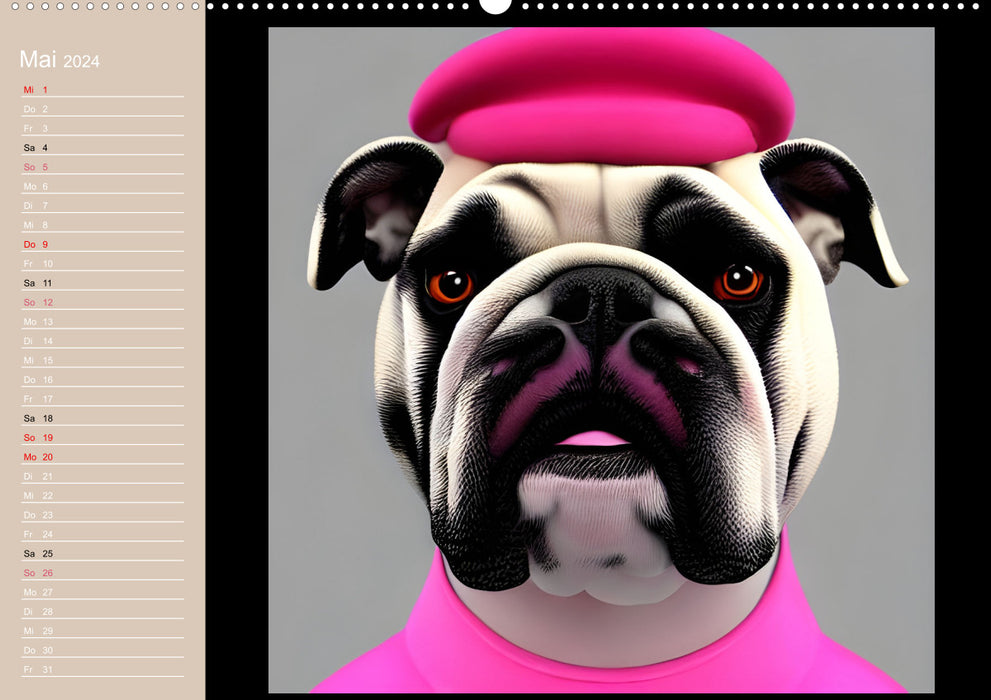 Graphic PoP Art Bulldog (CALVENDO Premium Wall Calendar 2024) 