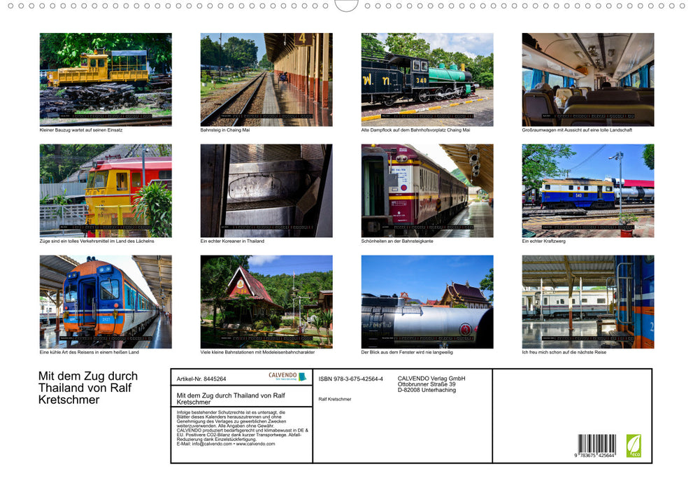 By train through Thailand by Ralf Kretschmer (CALVENDO wall calendar 2024) 
