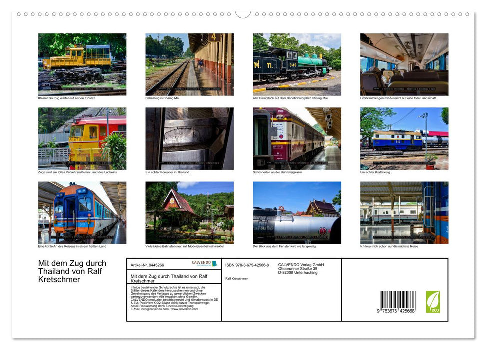 By train through Thailand by Ralf Kretschmer (CALVENDO Premium Wall Calendar 2024) 