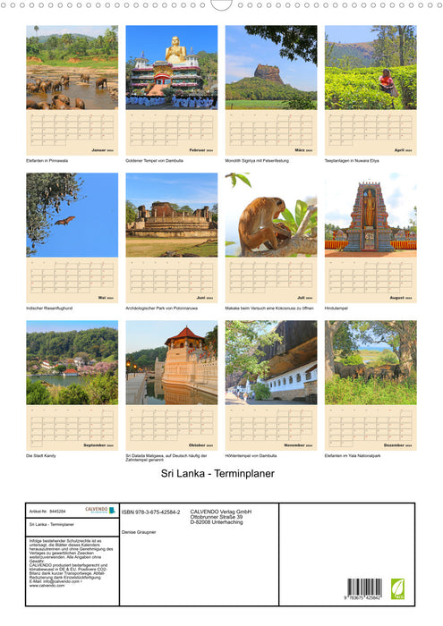 Sri Lanka - Terminplaner (CALVENDO Wandkalender 2024)