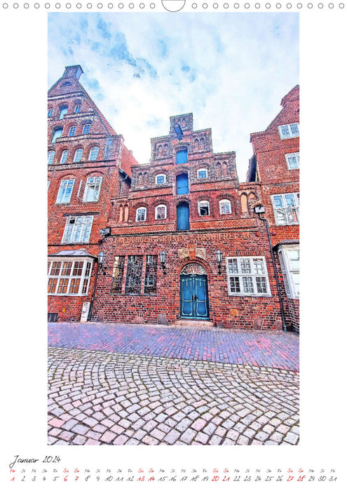 Idyllic Lüneburg. Historical facades and gables of the salt and Hanseatic city (CALVENDO wall calendar 2024) 