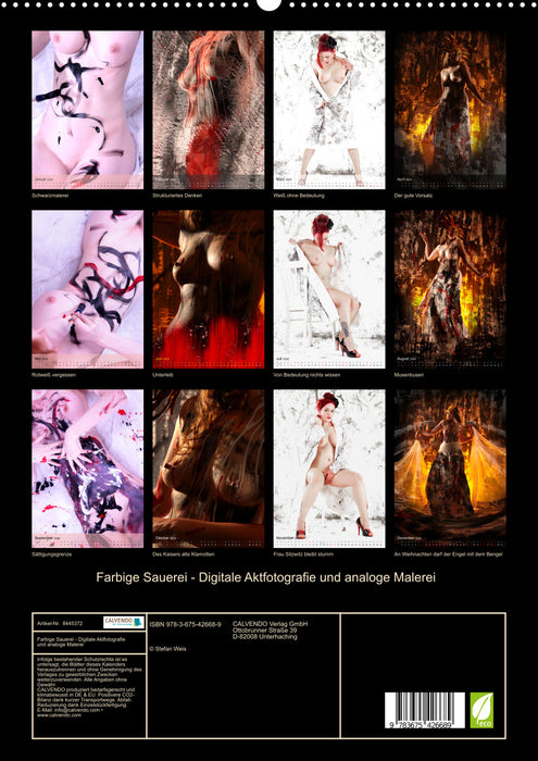 Farbige Sauerei - Digitale Fotografie und analoge Malerei (CALVENDO Premium Wandkalender 2024)